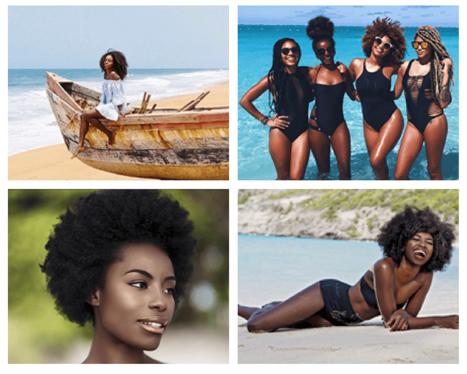 Cheveux des femmes noires au soleil